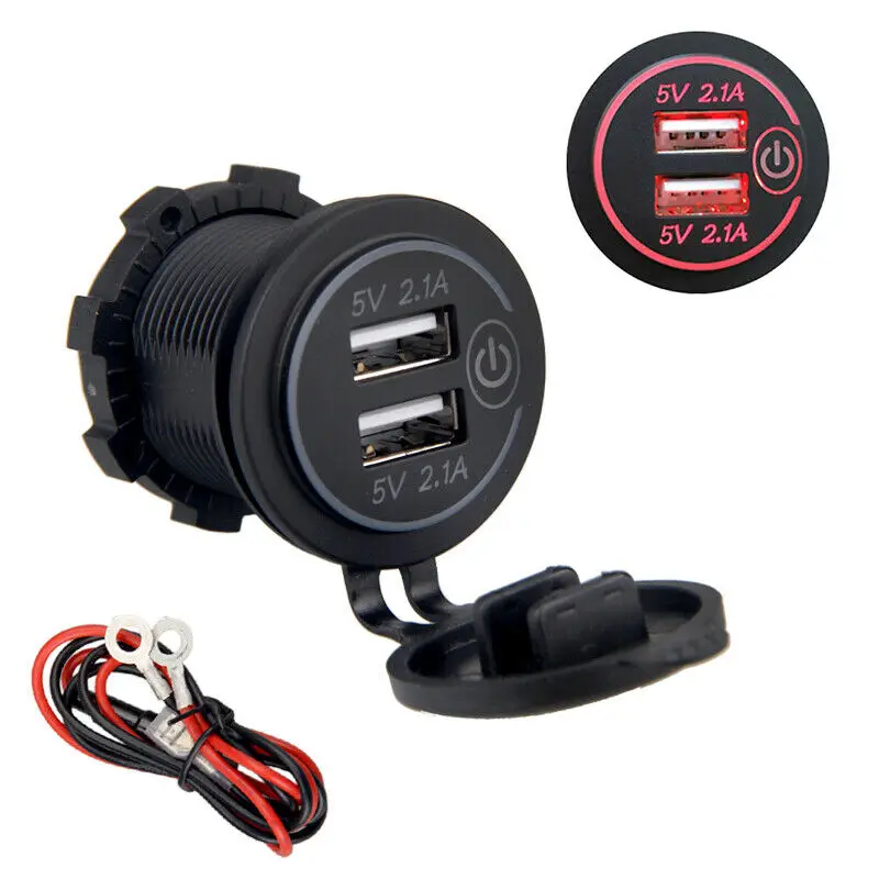 DC 12V-24V адаптер зарядное устройство двойной USB 2 1a Сенсорное вкл. Выкл. Аксессуары