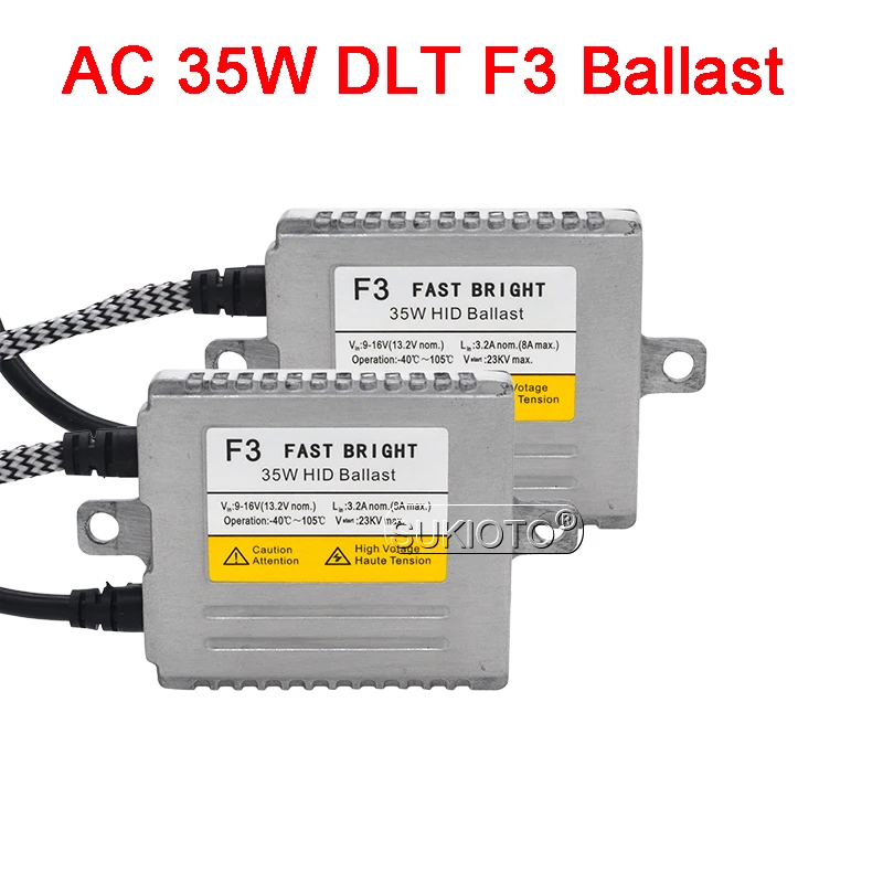 SUKIOTO 35W Fast Bright DLT F3 Ballast Kit Xenon Cnlight H7 H1 H3 HB3 HB4 D2H H11 5000K 4300K 6000K HID Replacement Bulb Lamp (6)