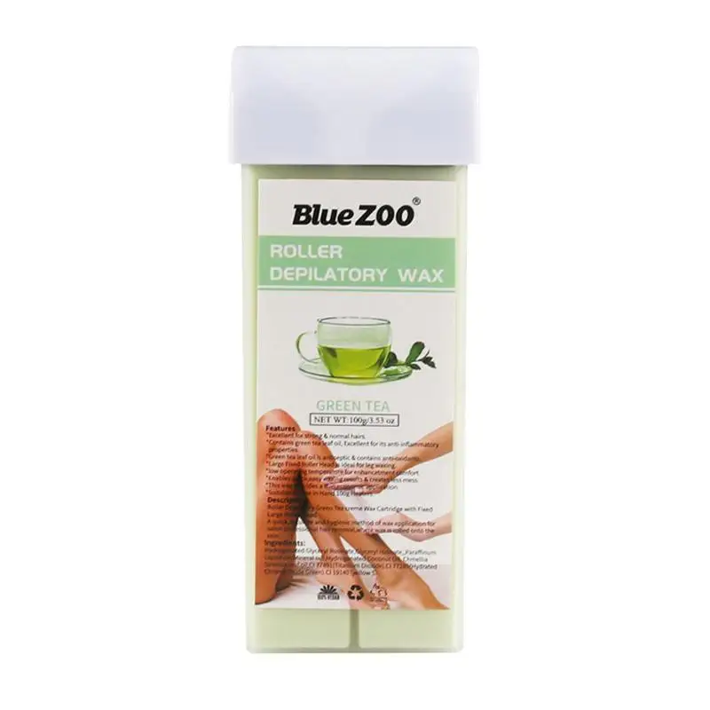 100 г восковой картридж для депиляции, роликовый женский крем для удаления волос с подмышек и ног, крем для удаления волос, Нагреватель восковой крем - Color: Green Tea