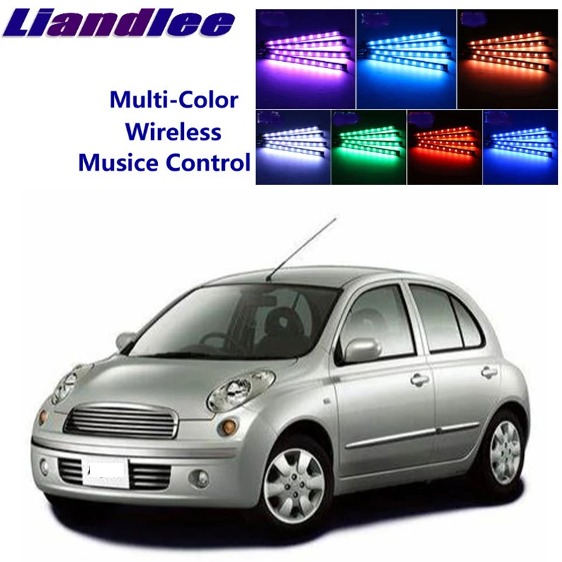 LiandLee для NissanMicra Micra March K12 2002~ 2010 салона автомобиля под Dash сиденье для ног акцент музыкальный ритм окружающий светильник