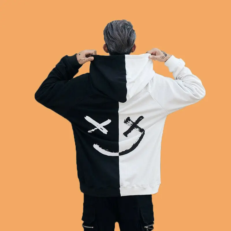 

Hot Sell 2019 Cool Style Men New Design Patchwork Hip-hop Hoodies Male Fashion Long Sleeve Hooded Sweatshirt Outwear Plus Size