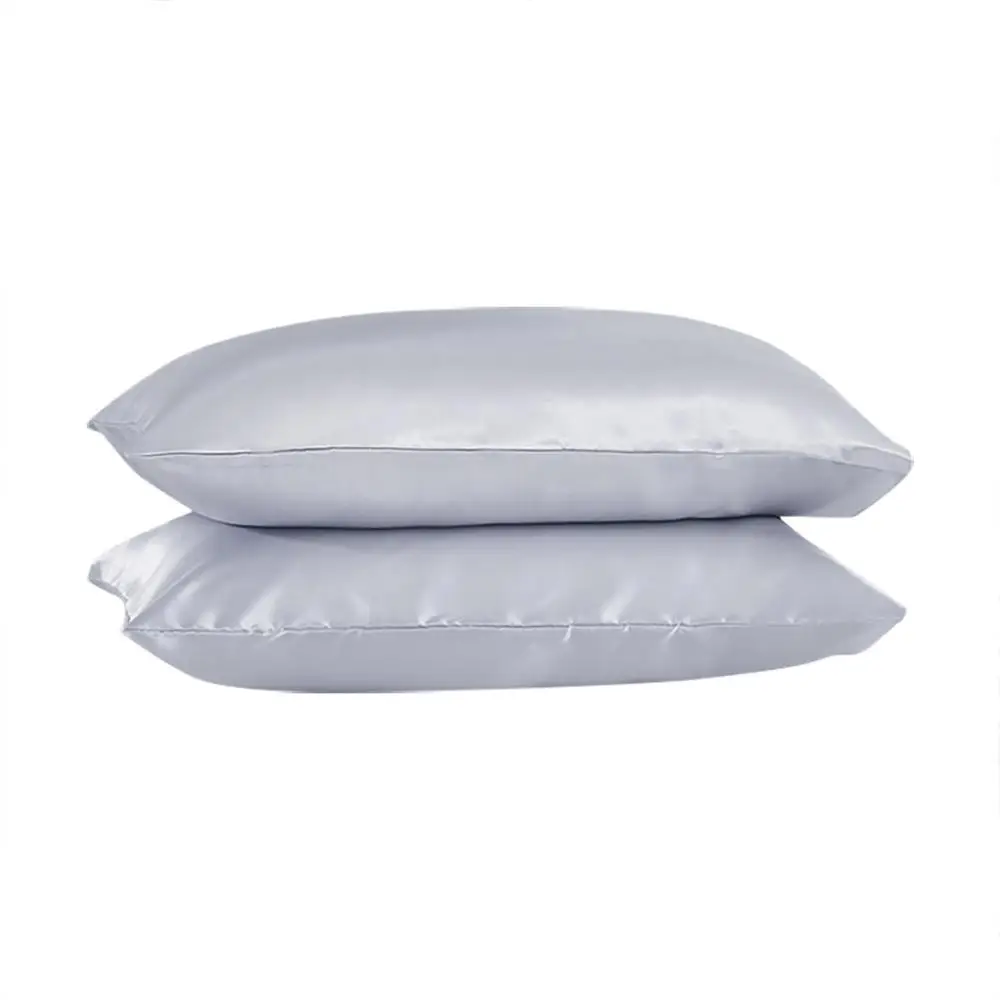 Simple satin silk pillowcase 2pcs solid color bedding envelope closed standard pillowcase wholesale purchasing#4JY25 - Цвет: Gray