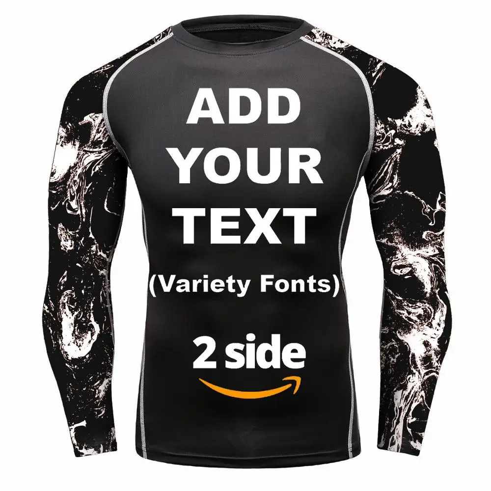 Men&rsquo;s BJJ MMA Quick Dry Rash Guards Add Your Image Photo Sports Wear T Shirts Long Sleeve Athletic Gym Top