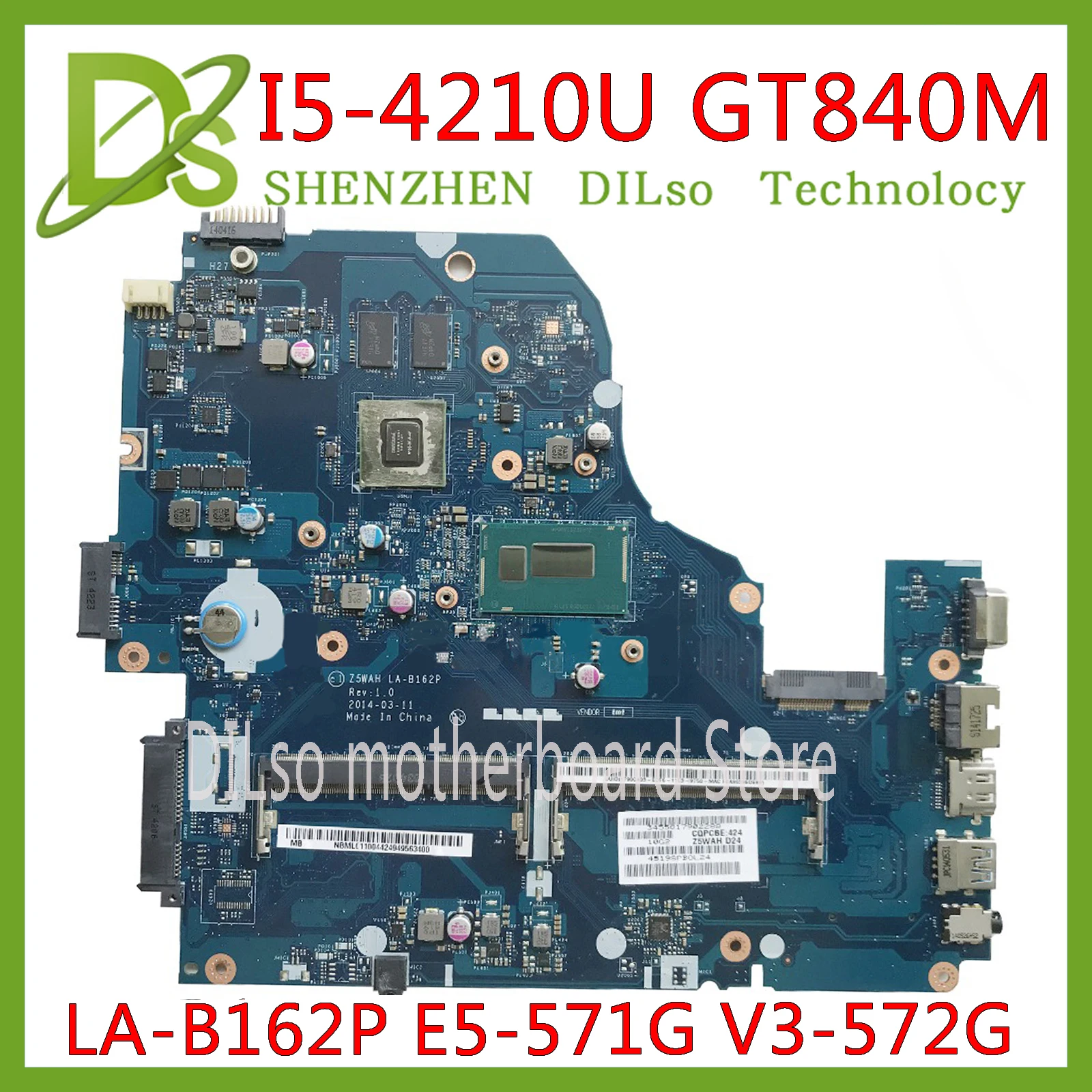 KEFU LA-B162P материнская плата для Acer E5-571G V3-572G E2-572 E5-571 ноутбука тест I5-4210U GT840M