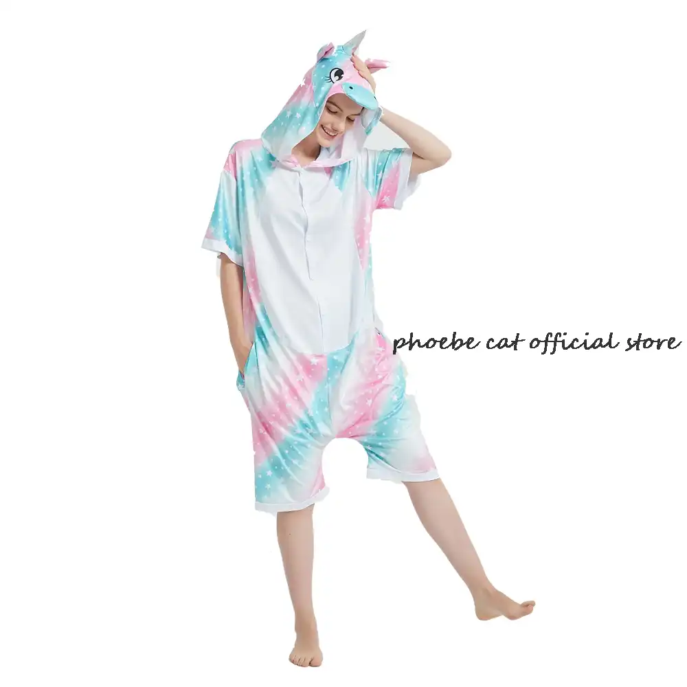 大人着ぐるみ夏服 Unicornio ワンピースフード付きオーバーオールジャンプスーツ虹素敵な動物ユニコーンチャームコスチューム子供のための 毛布のスリーパー Aliexpress