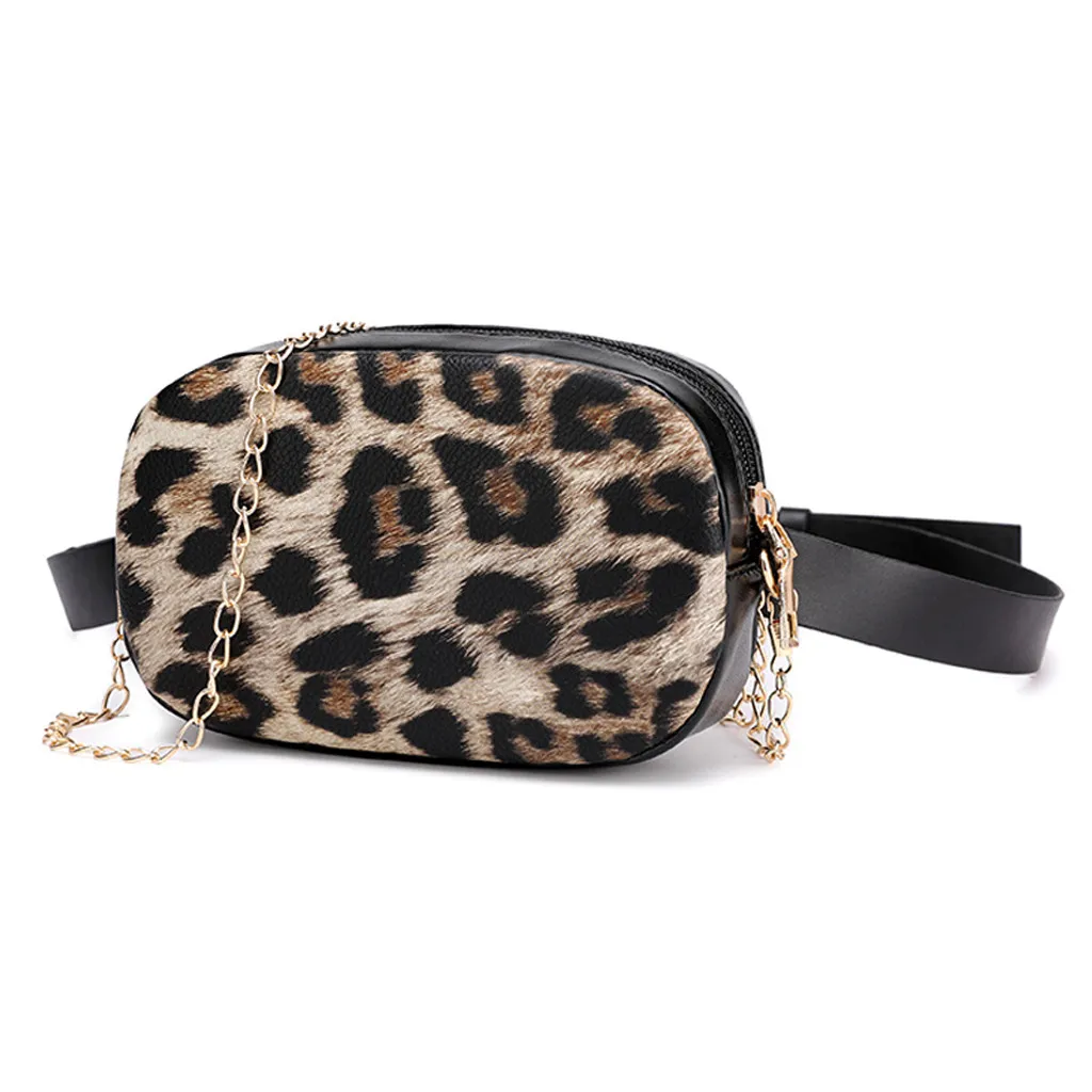 CONEED Fashion Waist Packs Female Outdoor Leopard Zipper Sports Messenger Bag Pouch For Women Run Sports Chest Bag Waist Bag