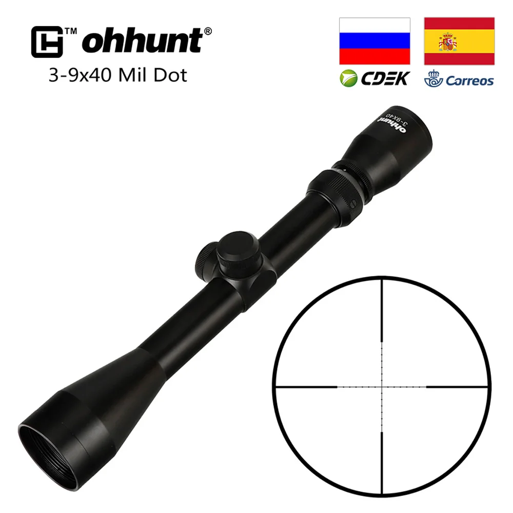 Тактический ohhunt 3-9X40 винтовочный оптический прицел Дальномер или Mil Dot арбалет Охотничья винтовка прицел с креплением кольца Тактический ohhunt 3-9X40 винтовочный оптический прицел Дальномер или Mil Dot арбалет Охотничья винтовка прицел с креплением кольца
