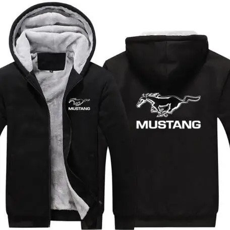 Новинка, Ford Mustang, худи, куртка, зимняя мужская, унисекс, повседневная, шерстяная подкладка, флисовое мужское пальто, Mustang, 50 лет, толстовки, пуловер