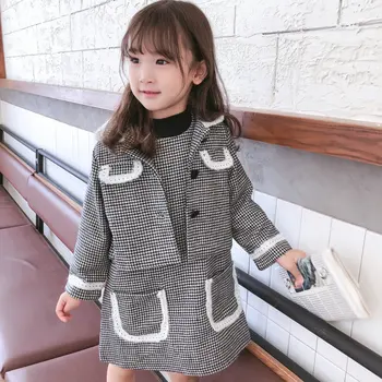 

Children Autumn Winter Set Suit 2020 Plaid Jacket And Dress 2pieces Children Girl Fall Outfits Kids Clothing Sets Costume