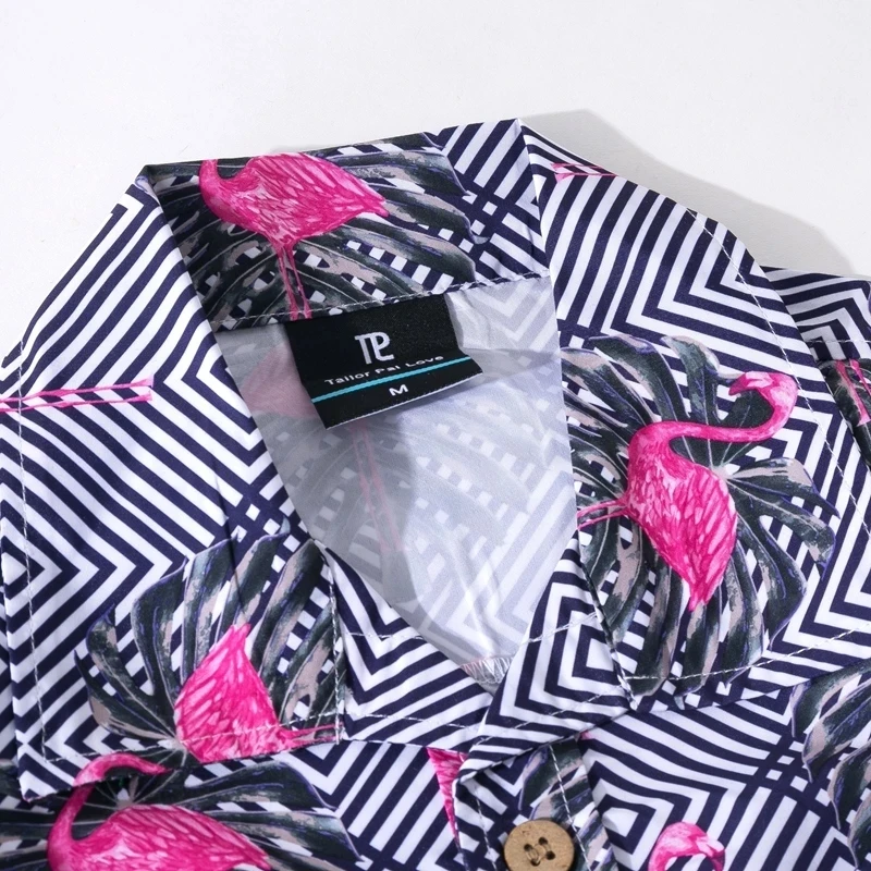 Tailor Pal Love Summer Men Hawaiian Shirt Short Sleeve Printed Beach suitable for Vacation casual sports wading wearable