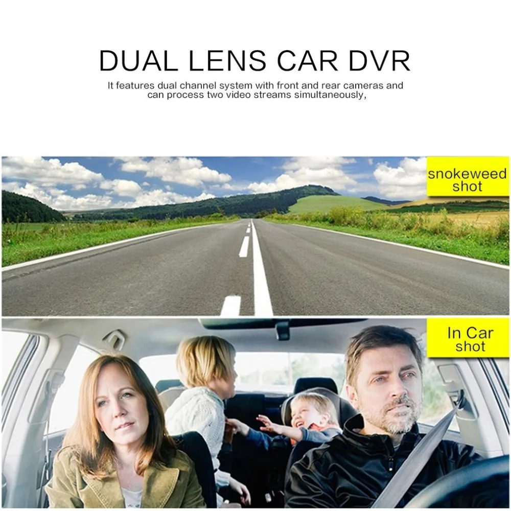  AKASO HD Car DVR Dual Lens GPS Camera Dash Cam Rear View Video Recorder Dash Cam Auto Registrator G