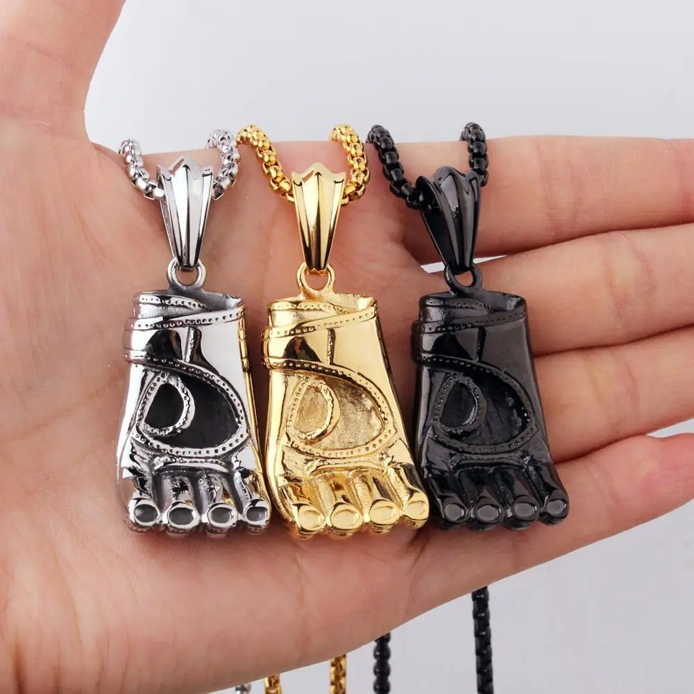 

Hot Sale Men's High Quality 316L Stainless Steel Boxing Gloves Pendant Necklace with free Box Chain