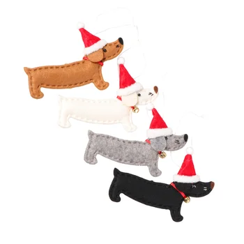 

4Pcs Christmas Tree Exquisite Hanging Ornaments Creative Dachshund Dog Shaped Pendants Party Supplies