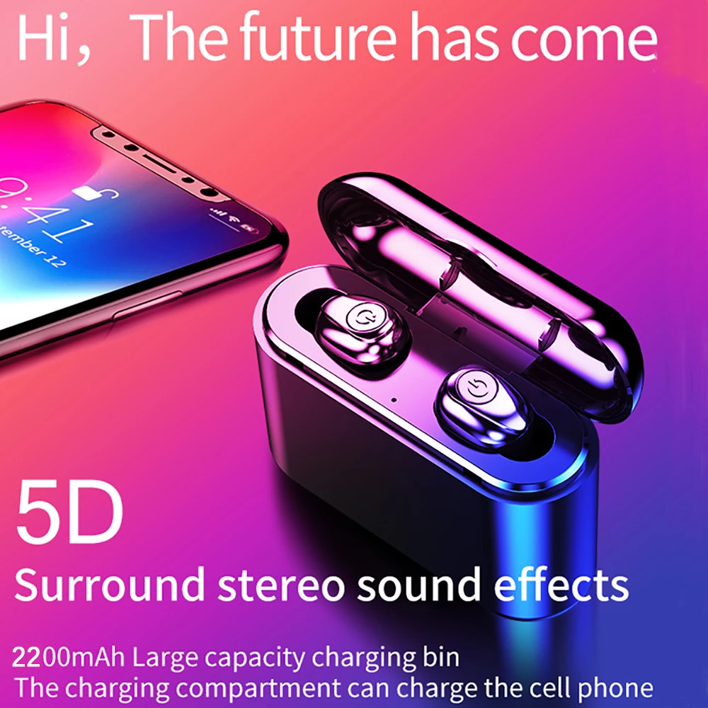  TWS X8 True Wireless Bluetooth Earphones 5D Stereo Earbuds Mini Waterproof Headfrees 2200mAh Power  - 4000296671900