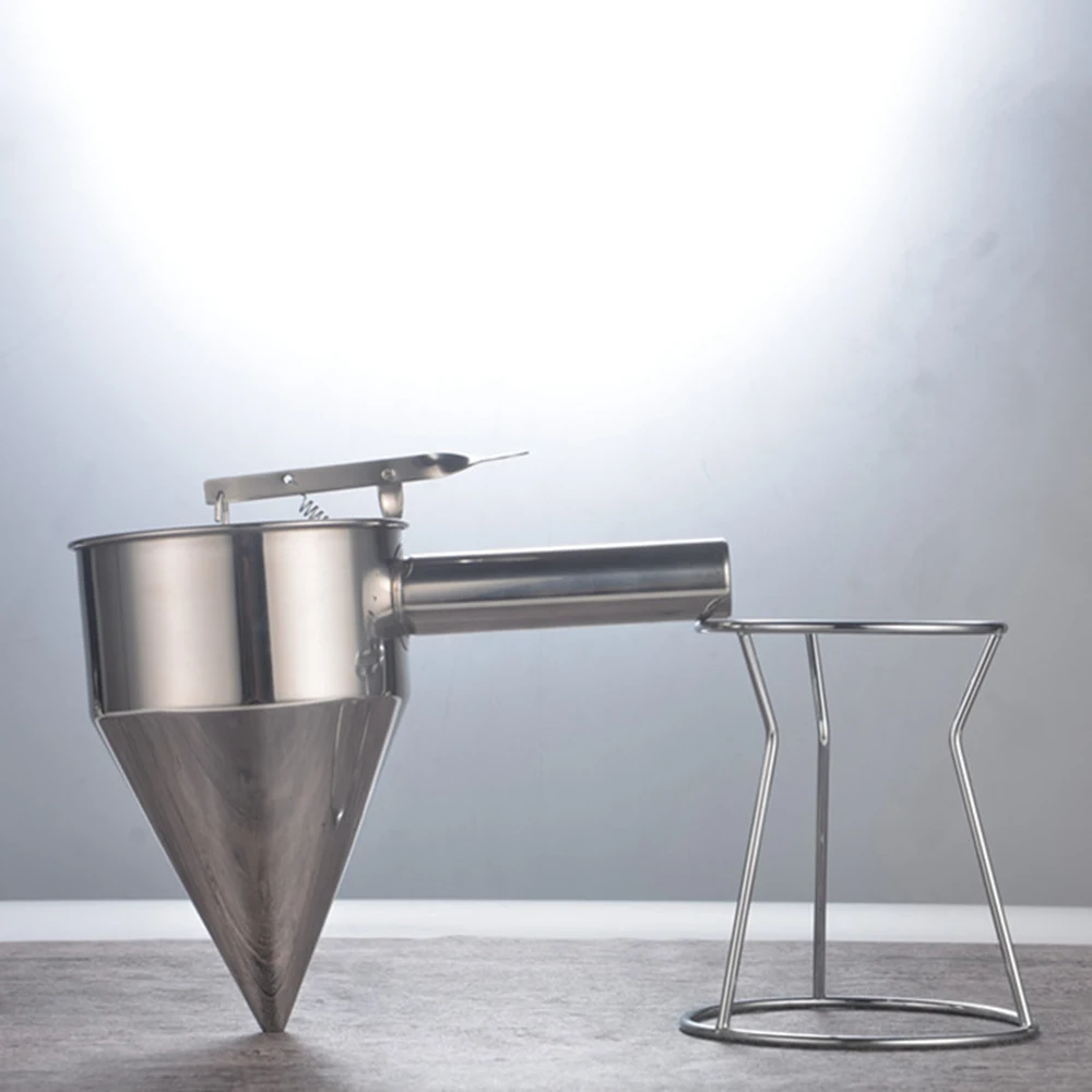 

27*22*17CM Stainless steel funnel for fish ball octopus pellets making silver funnel kitchen tool included funnel holder