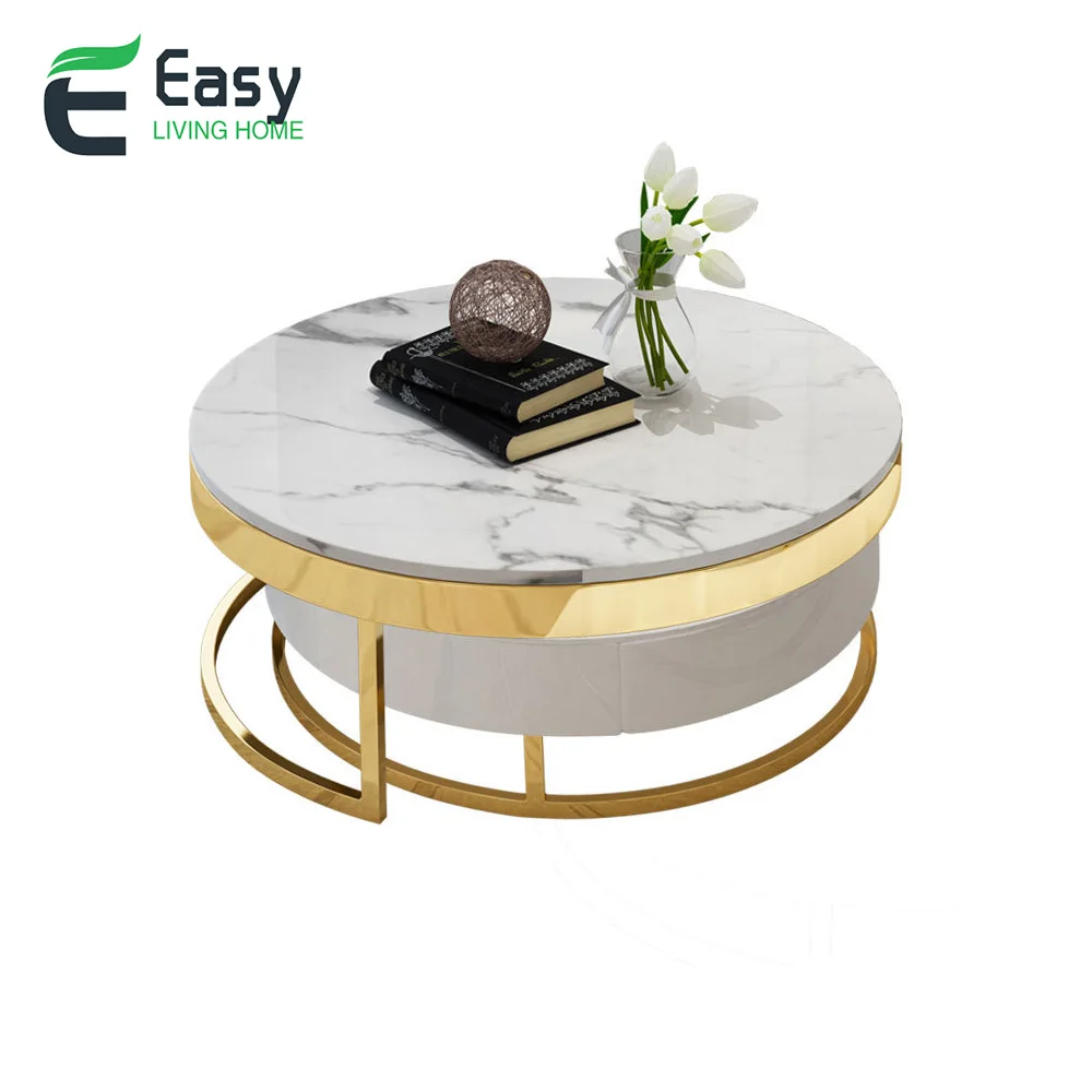 Easyliving 2019 Новый мраморный журнальный столик из нержавеющей стали простой