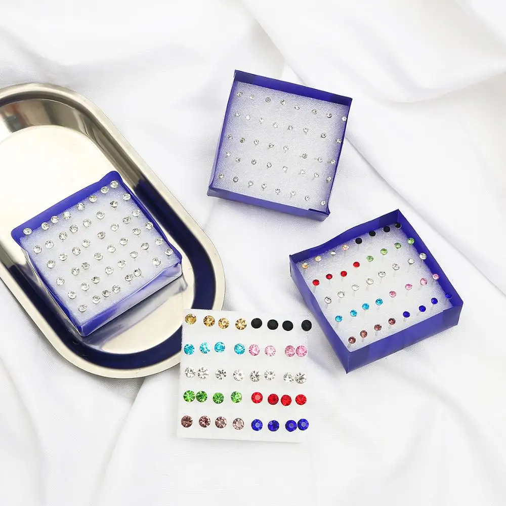 20pairs/set Crystal Stud Earrings Set colorful Plastic Earring for