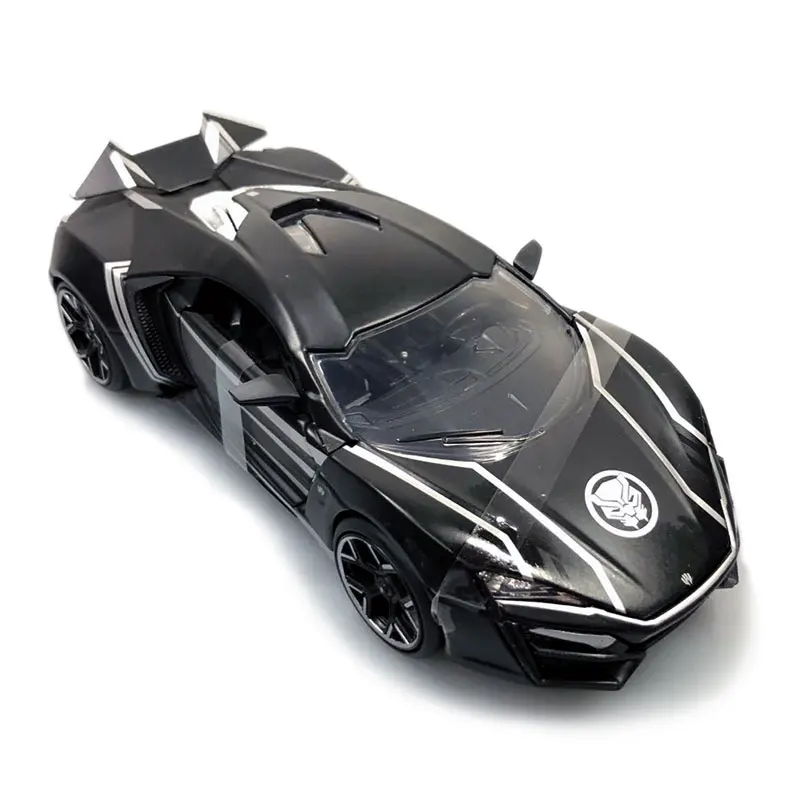 LYKAN Black Panther JADA 1/24 масштаб Голливуд аттракционы модель автомобиля LYKAN HYPERSPORT Черная пантера литая под давлением металлическая модель автомобиля игрушка для коллекции, подарок, дети - Цвет: LYKAN Black Panther