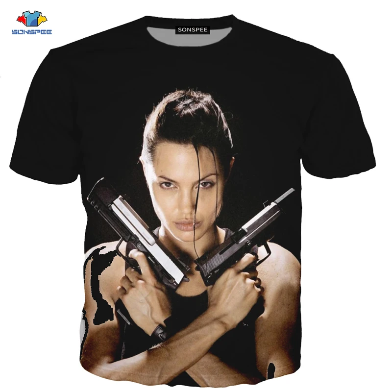 

SONSPEE New 3D Printed Women Men Famous Actor Angelina Jolie Casual Harajuku T-Shirt Summer Shootout Beauty T-Shirt Kids T-Shirt