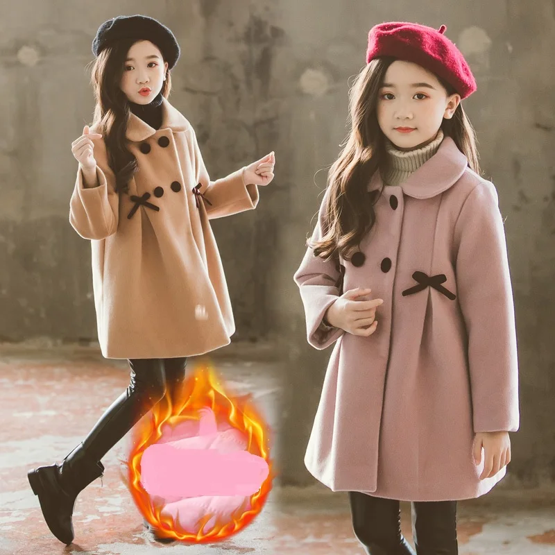 

Kid Girl Jackets Winter Wool Coat for Girls Teens Autumn Jacket Warm Outerwear Children Windbreaker 4T-15T