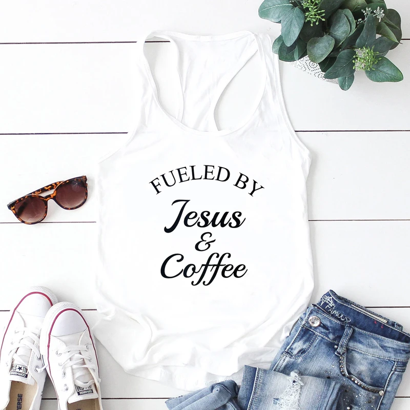 Жилет Fueled от Jesus& coffee майка женская религиозная Мотивационная христианская майка Стильная летняя спортивная футболка для тренировок