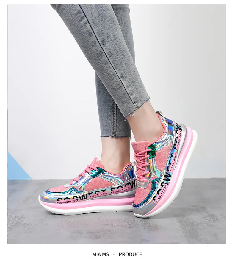 Autumn Winter Fashion Multi-color Women's Shoes PU Thick-soled Casual Fashion Waterproof Wedge with Comfortable Sports Shoes