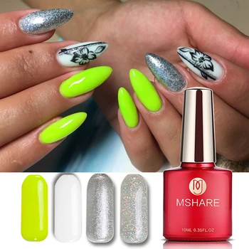 

MSHARE Neon Nail Gel Varnish Hybrid Fluorescen Nail Gel Polish Brigh Green Orange Yellow Series Polish Semi Permanent Soak Off