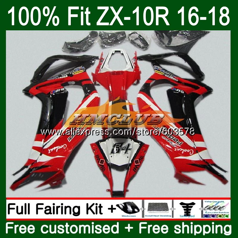Инъекции для KAWASAKI ZX-10R 1000CC ZX10R 16, 17, 18, 120CL. 10 ZX1000 ZX 1000 ZX 10 сотрудников отдела исследований 10R OEM Stock, красный обтекатель - Цвет: No. 1