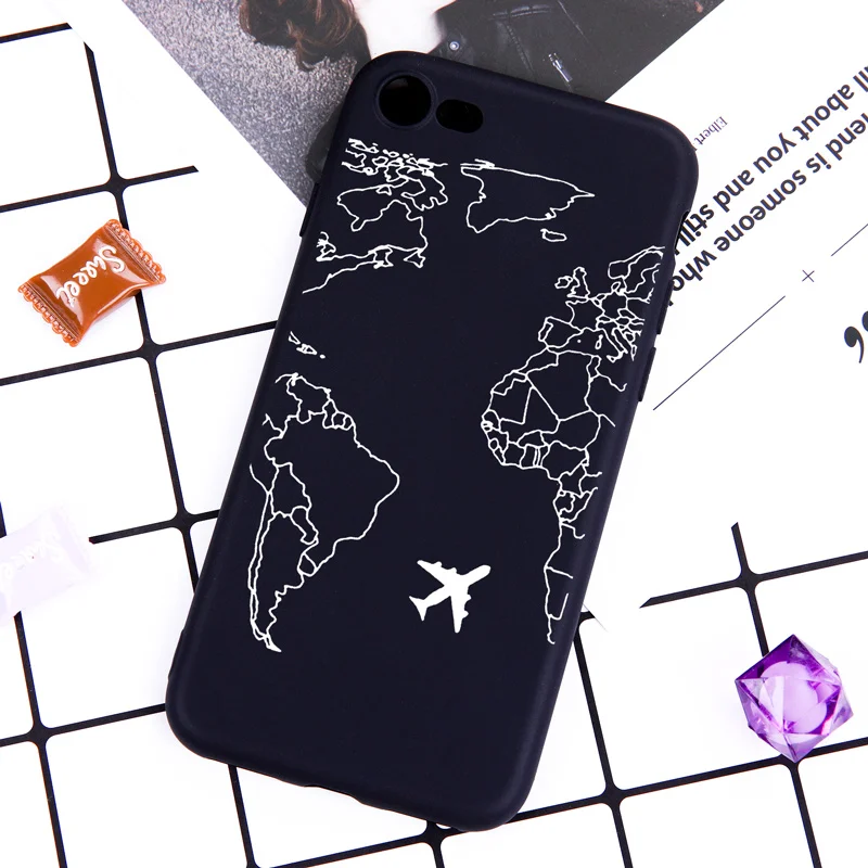 Для iPhone X XR XS MAX 8 7 6 S 6 S чехол силиконовый карта мира путешествия самолет мягкая задняя крышка для iPhone11 8 7 6 S Plus X чехол для телефона