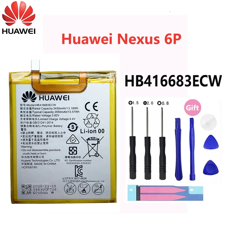 100% Оригинальный аккумулятор Hua wei HB416683ECW для Huawei Nexus 6P Nexus6P H1511 H1512 сменная батарея