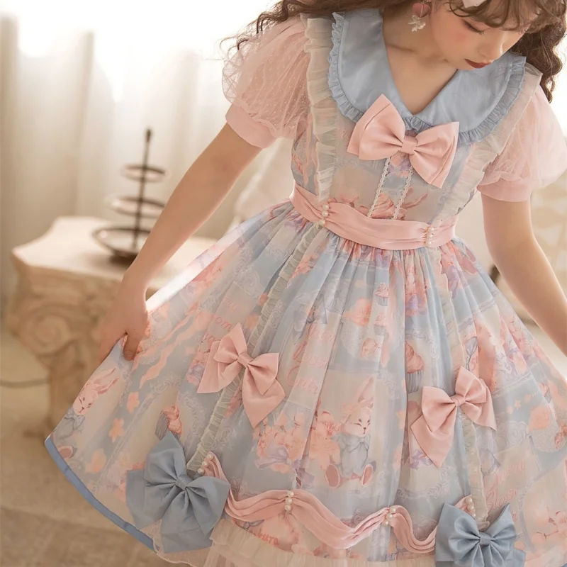 Japanese Lolita Dress Women Pink Cute Bow Rabbit Print Kawaii Lace Party Dress | eBay Japanese Lolita Dress Women Pink Cute Bow Rabbit Print Kawaii Lace Party Dress | eBay
