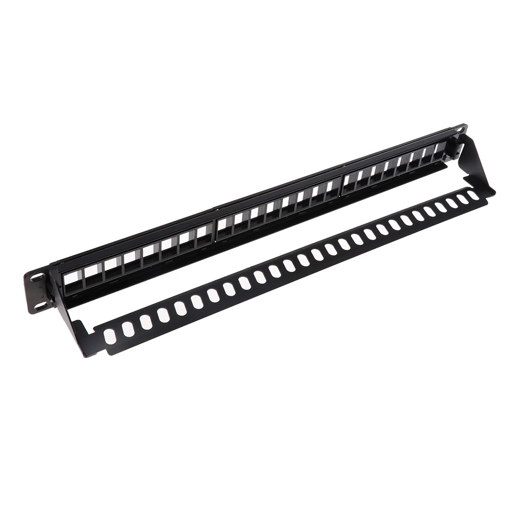 24 Port Keystone Jack Blank Patch Panel Plate Cat5 Cat5e Cat6 Cat6a RJ-45 19/" 1U