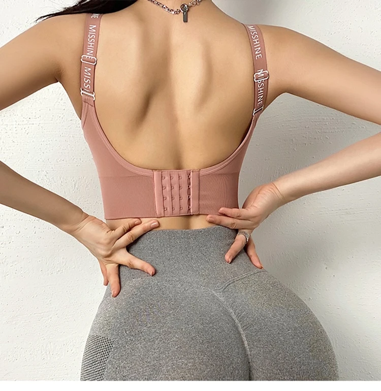 PEARLYNN Harness Sports Bra Women Unwired Active Underwear Push Up Without Bones Gym Seamless Sportswear Crop Top For Fitness