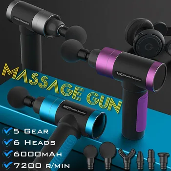 

Upgrade 7200r/min LCD Display Therapy Massage Gun 5 Gears Muscle Massager Pain Sport Massage Relax Body Slimming 6 Heads