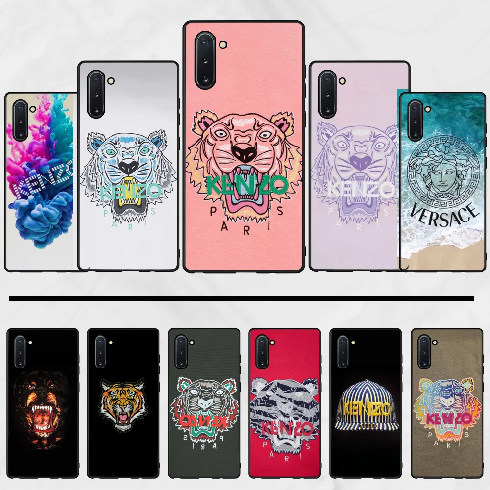 

For Samsung note 7 Tiger head Luxury brand Black TPU Soft Rubber Phone Cover For Samsung note 7 8 9 10 pro
