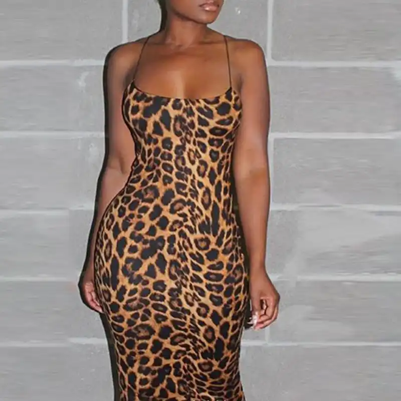 leopard dress spaghetti strap