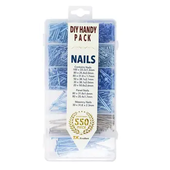 

T.K. Excellent Small Common Nails Wire Nails Masonry Nails Brass,Zinc Plated Assortment Kit,550Pcs+Free Nails Holder
