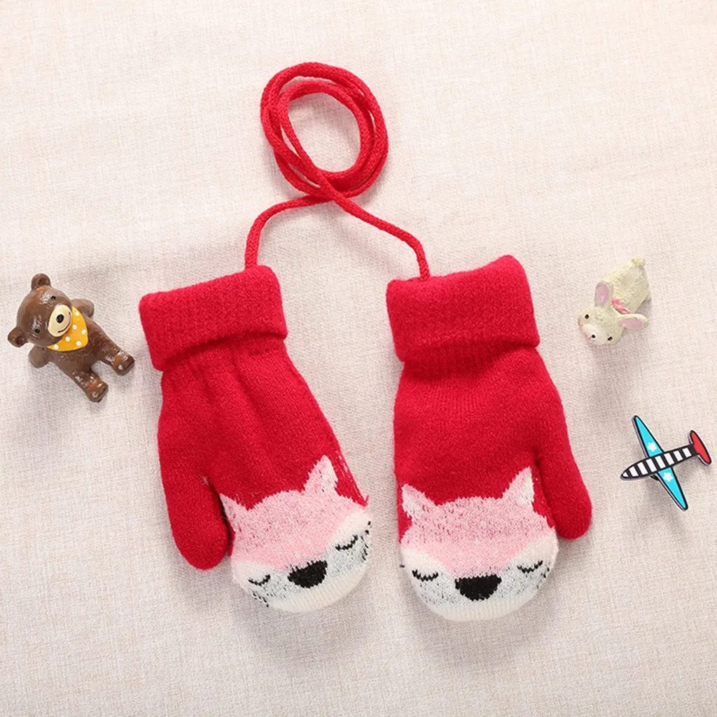 Детские варежки, зимние вязаные варежки на веревке, перчатки с принтом на полный палец, детские перчатки, детские перчатки, gant enfant guantes niuna