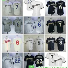 Мужская майка Milwaukee Christian Yelich Lorenzo Cain Eric Thames Lorenzo Cain Ryan Braun, camiseta maillot BHR01