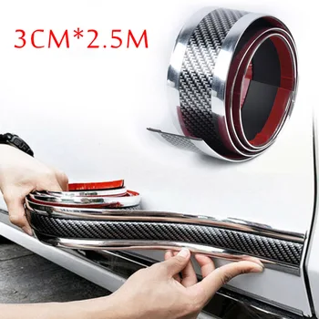 

1 Roll Of Anti-collision Strip 3*250CM Car Sticker Carbon Fiber Rubber Edge Guard Strip Door Sill Protector DIY