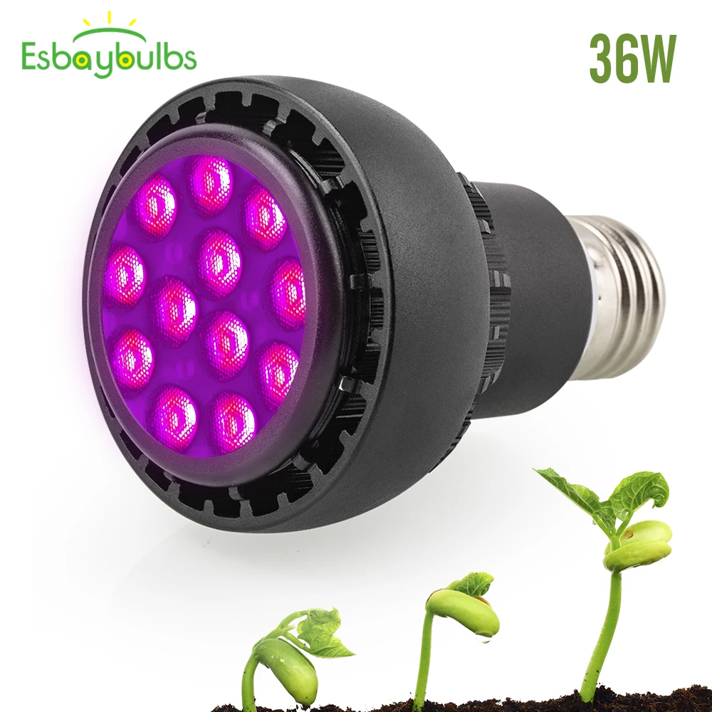 LED Grow Light Bulbs 120W Full Spectrum E27 36 LEDs Indoor for Plants Veg/&Flower