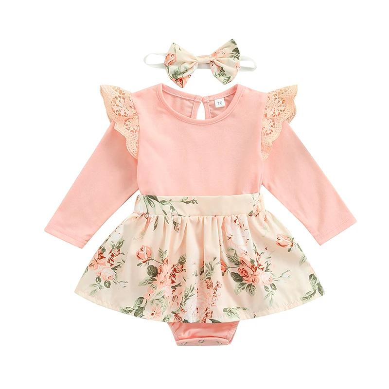 Toddler Baby's Clothes Girl's Outfit Clothes Lace Flying Sleeves Romper