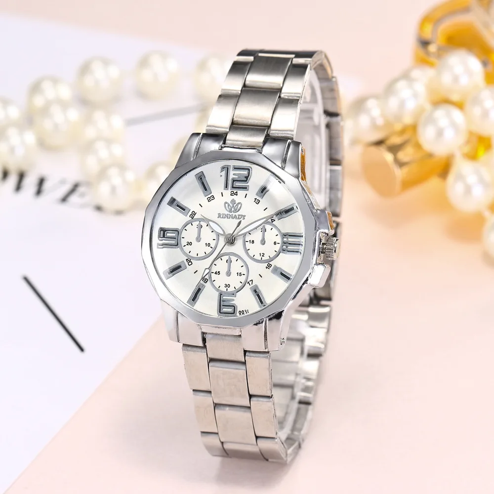 

New Style Hot Selling Women's Three-Eyed Alloy Steel Belt Watch Manufacturers Direct Selling Simple Measuring Quartz Watch a Gen