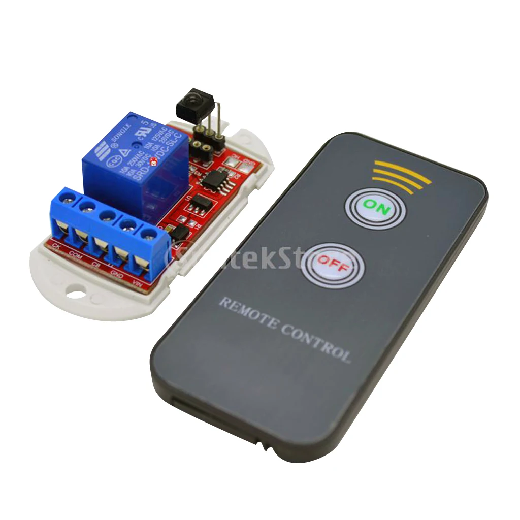 24V 1 Channel Infrared Switch Relay Module Board with 2-Button Remote Controller