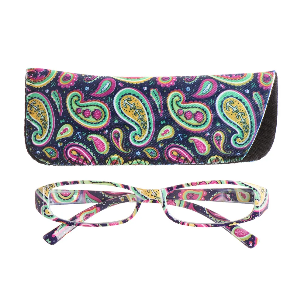 Горячие модные полосатые очки для чтения с чехлом прямоугольные смолы линзы пресбиопические очки с чехлами красочные+ 1,0~+ 4,0 - Цвет оправы: purple