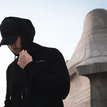 Осень и зима стиль Мышцы Фитнес Мужчины с длинным рукавом капюшоном на молнии пальто спортивная толстовка AliExpress