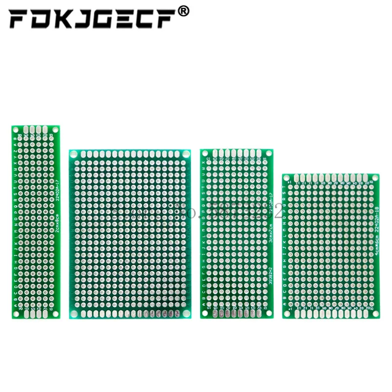 5x7 4x6 3x7 2x8cm 양면 구리 프로토 타입 pcb 범용 보드 유리 섬유 보드, Arduino 그린/블루, 20 개
