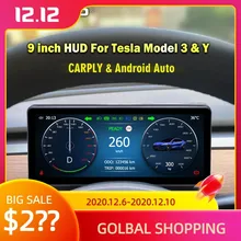 Velocímetro Digital HUD de 9 pulgadas, pantalla LCD de rendimiento para Tesla Model 3 Y, compatible con Carplay, Android, navegación automática, haz de engranajes