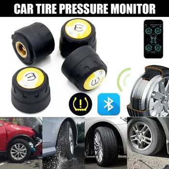 

with 4 Sensors TPMS Car Bluetooth Tire Pressure Detector Stable Mobile Phone APP Detection Wireless
