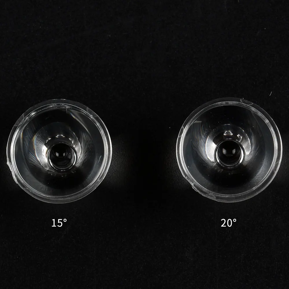 5/10/15/20/30/45/60/85도 20MM TIR 렌즈, 플랫 스타일, 3535 LED(xp,sst20,LH351D 등)
